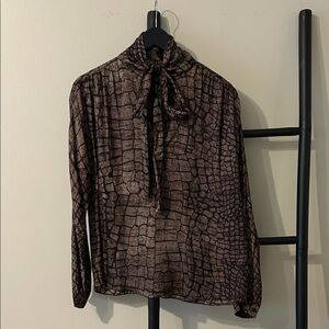 REISS Brown & Black Print Women's Top
